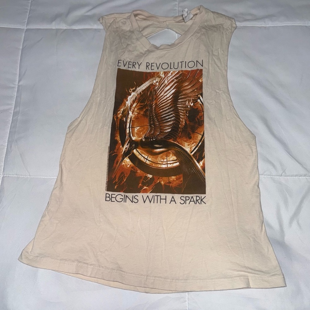 Revolution Graphic Beige Muscle Tee